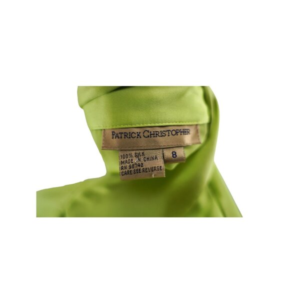 Vintage Patrick Christopher Chartreuse Green Silk Button Down Size 8 - Picture 6 of 6